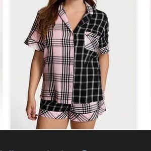 Victoria’s Secret Plaid Short Pajama Set - Pink & Black